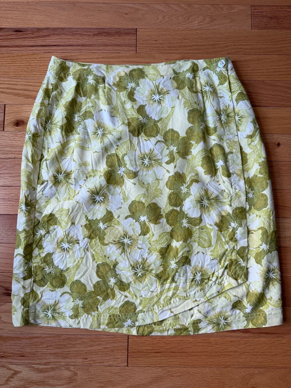 Vintage Pineapple Moon Y2K 90s Hawaiian 100% Silk Wrap Skirt Size M